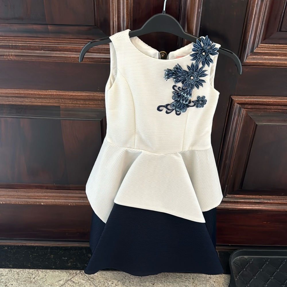 Zoe Ltd Cream and Navy Formal Kids Dress